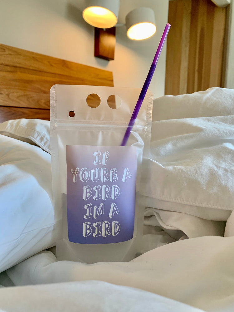 The Notebook Drink Pouch! If You're A Bird I'm A Bird, Romantic Comedy Quote, Adult Capri Sun, Girls Movie Night, Bachelorette Favor