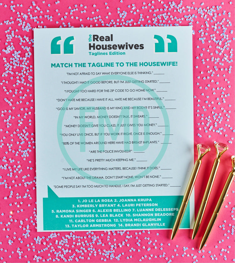 Real Housewives Printable Party Games