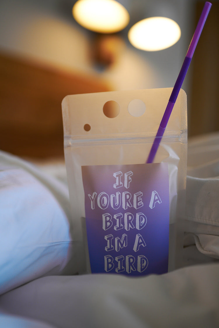 The Notebook Drink Pouch! If You're A Bird I'm A Bird, Romantic Comedy Quote, Adult Capri Sun, Girls Movie Night, Bachelorette Favor