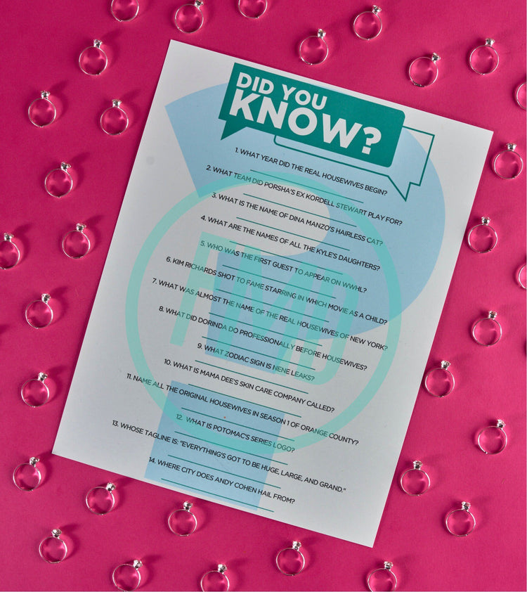 Real Housewives Printable Party Games