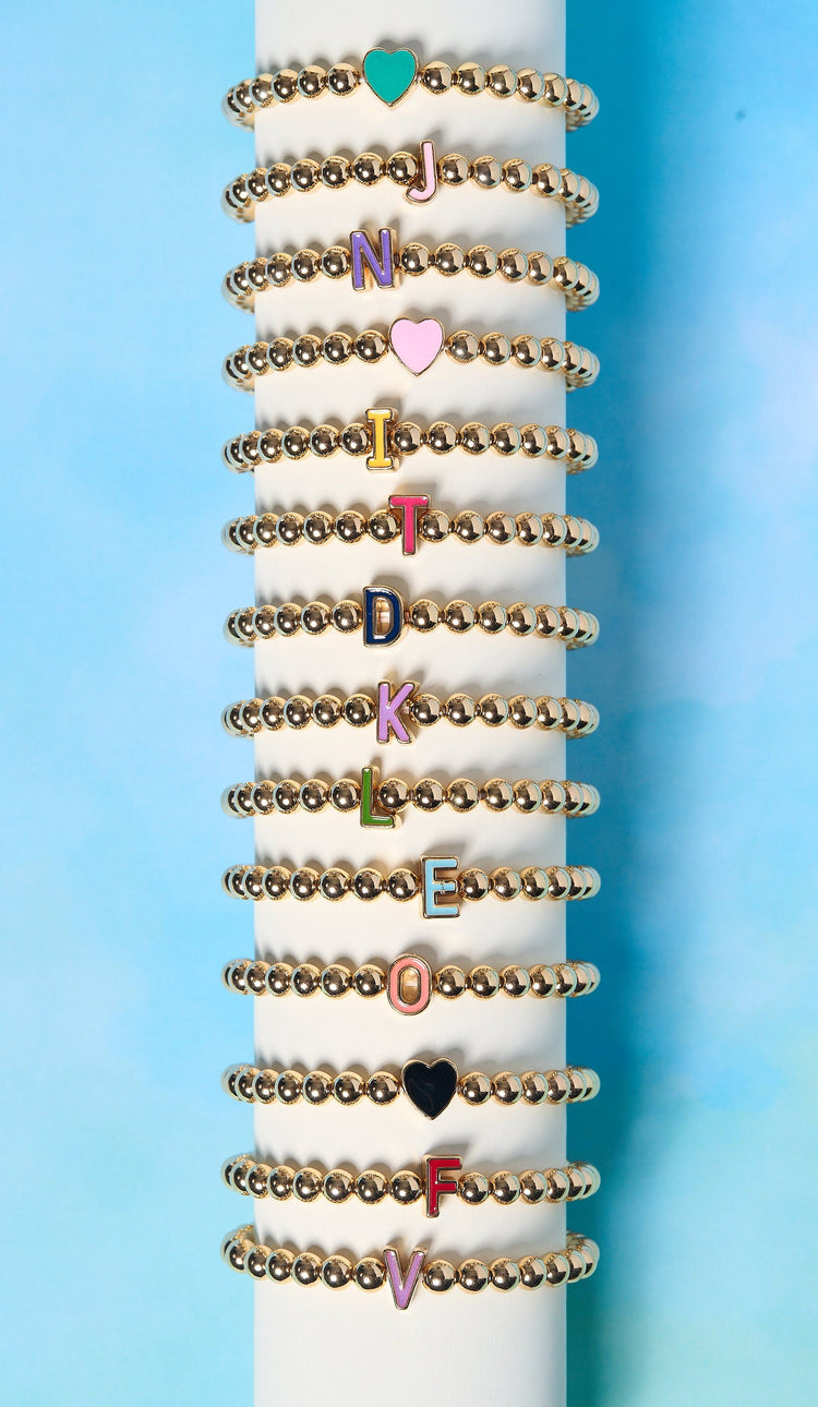 Gold Initial Beaded Bracelet