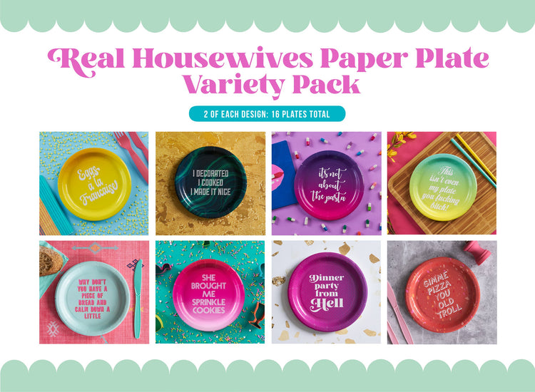 Real Housewives Paper Plate Variety Pack Set of 16