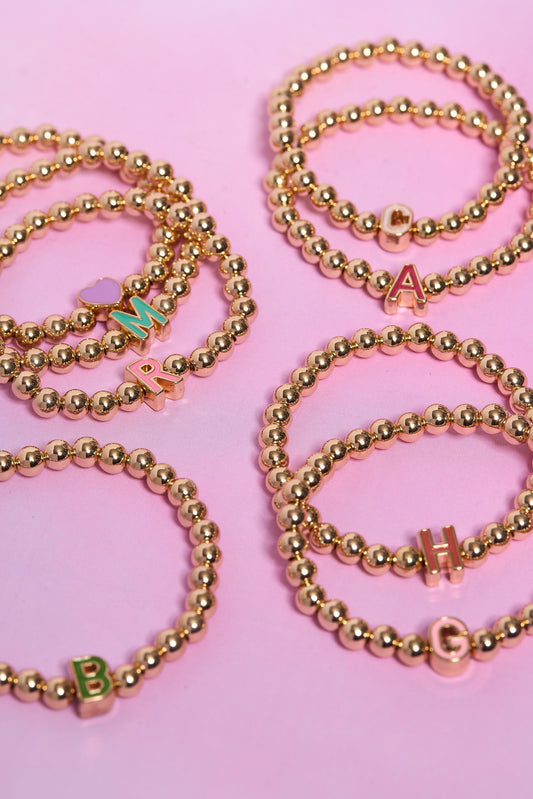 Gold Initial Beaded Bracelet
