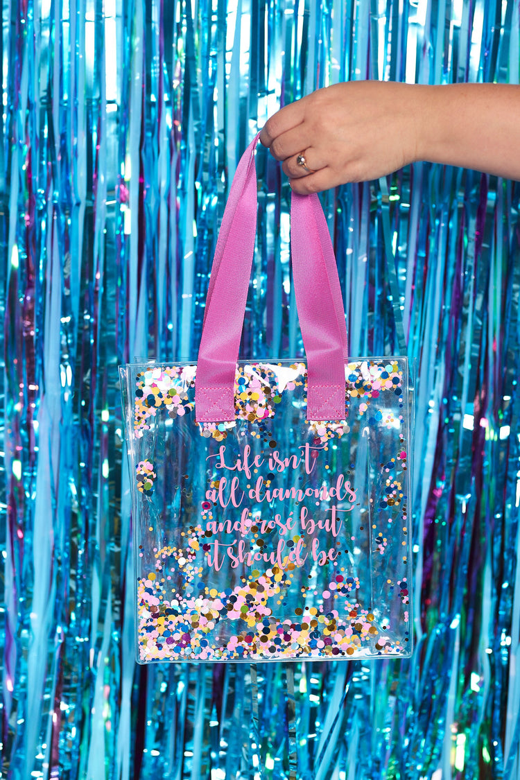 Life Isn't All Diamond and Rose Glitter Mini Tote